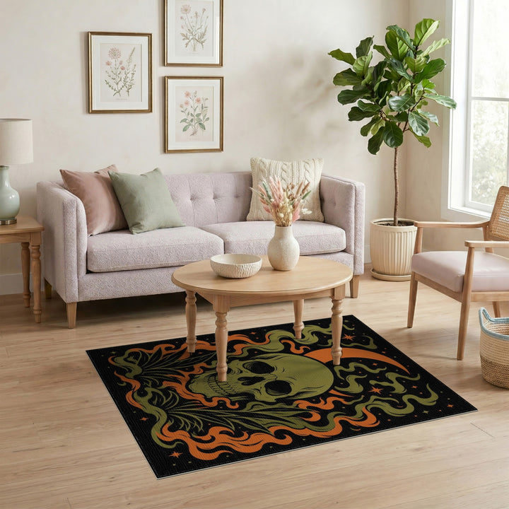 Mystic Skull Flame Area Rug