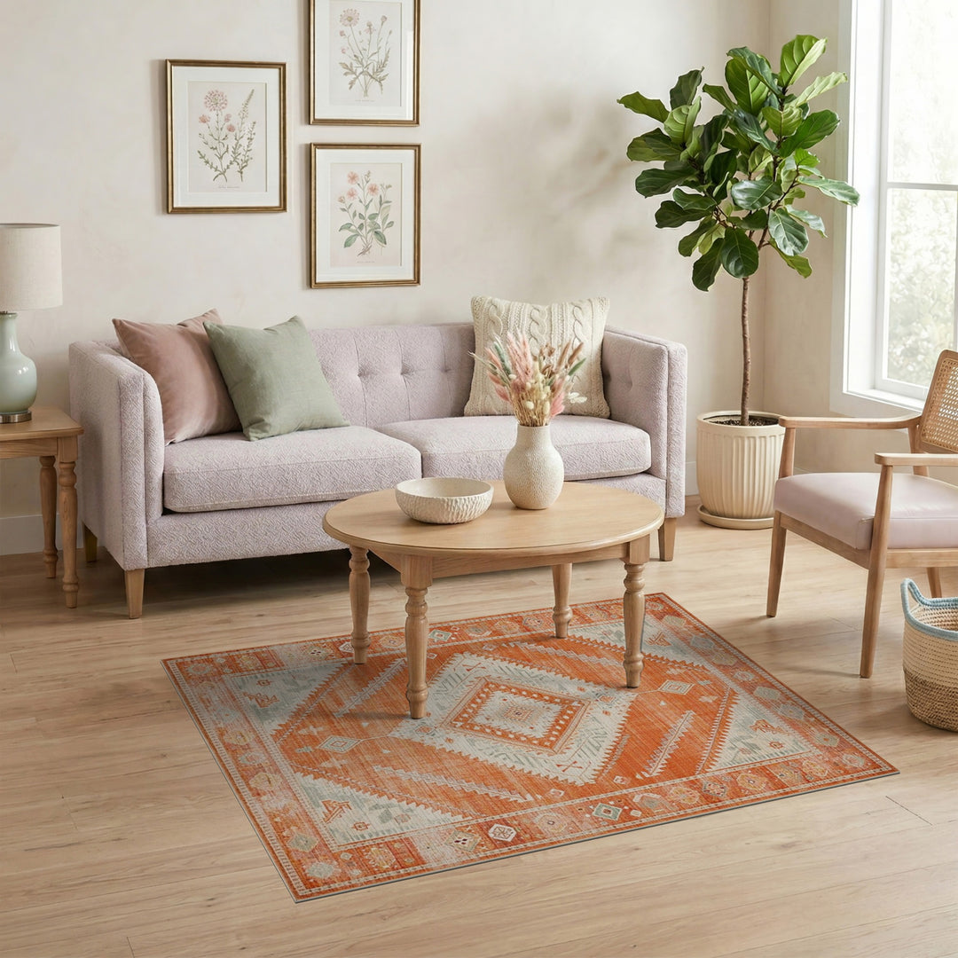 Orange Southwestern Geometric Area Rug
