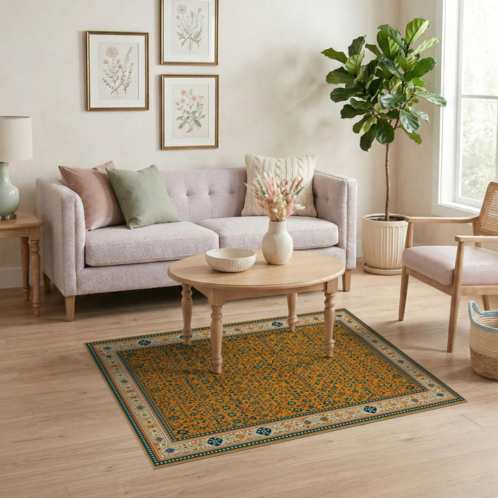 Vibrant Orange Traditional Persian Area Rug