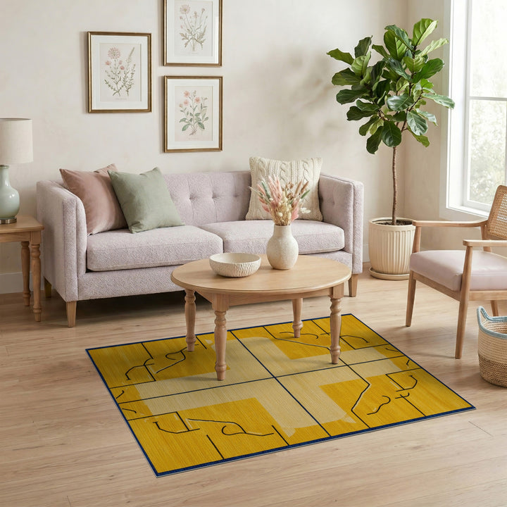 Yellow Geometric Cross Area Rug