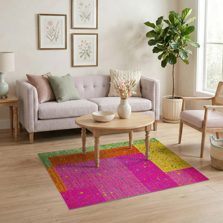 Abstract Area Vibrant Multi-Color Geometric Dot Area Rug