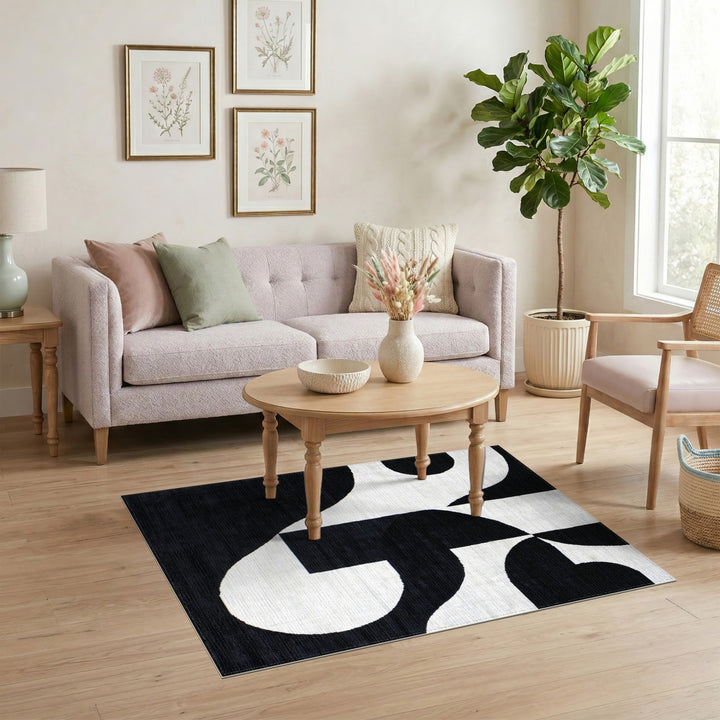 Geometric Modern Black and White Black White Bold Geometric Area Rug
