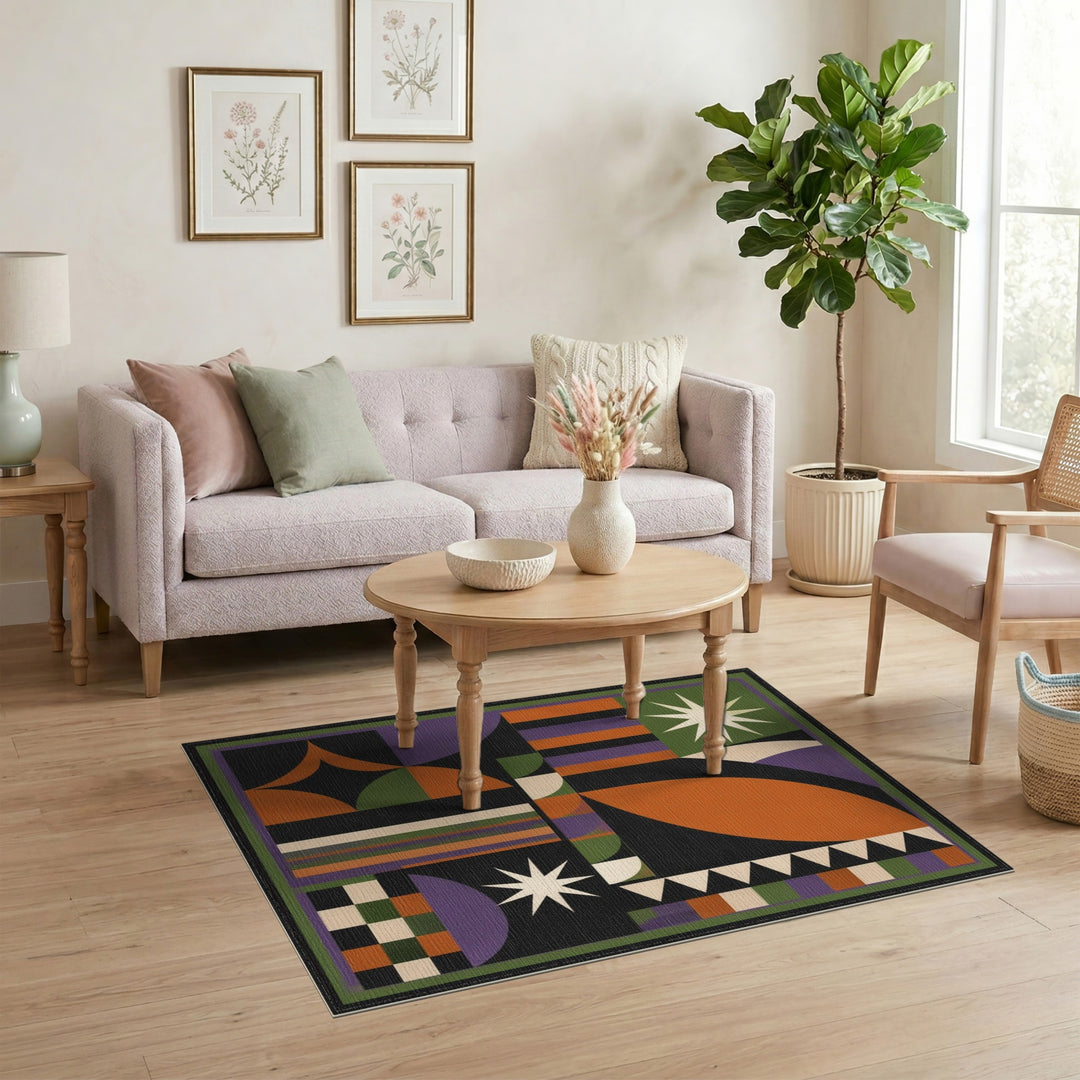 Vivid Geometric Starburst Area Rug