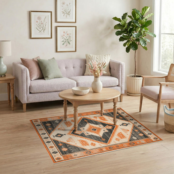 Southwestern Orange Geometric Area Rug