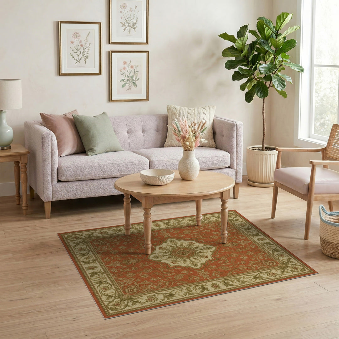Red Persian Floral Medallion Area Rug