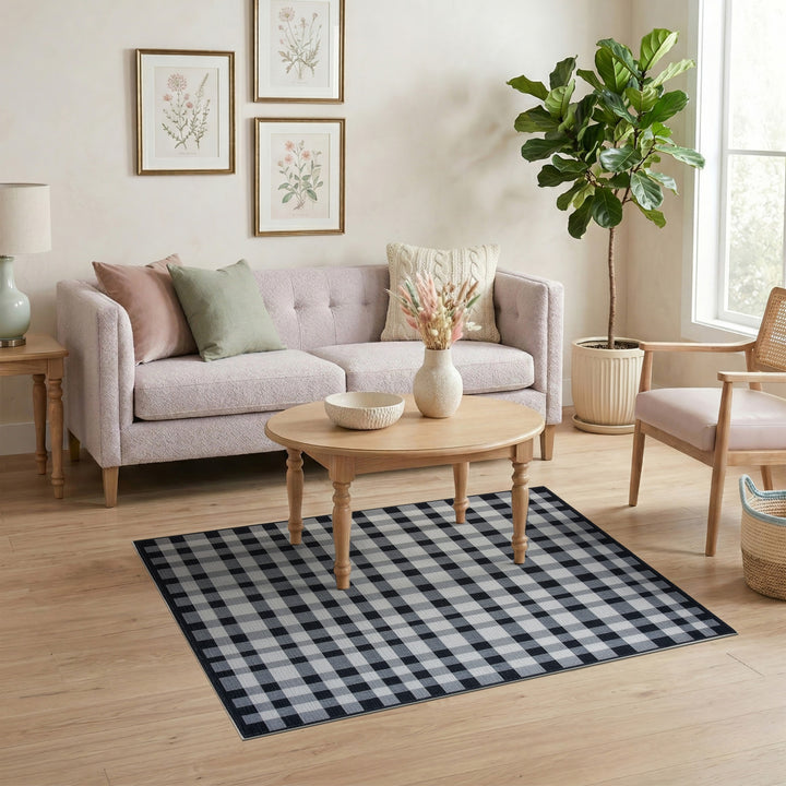 Checkered Geometric Modern Black White Checkered Area Rug