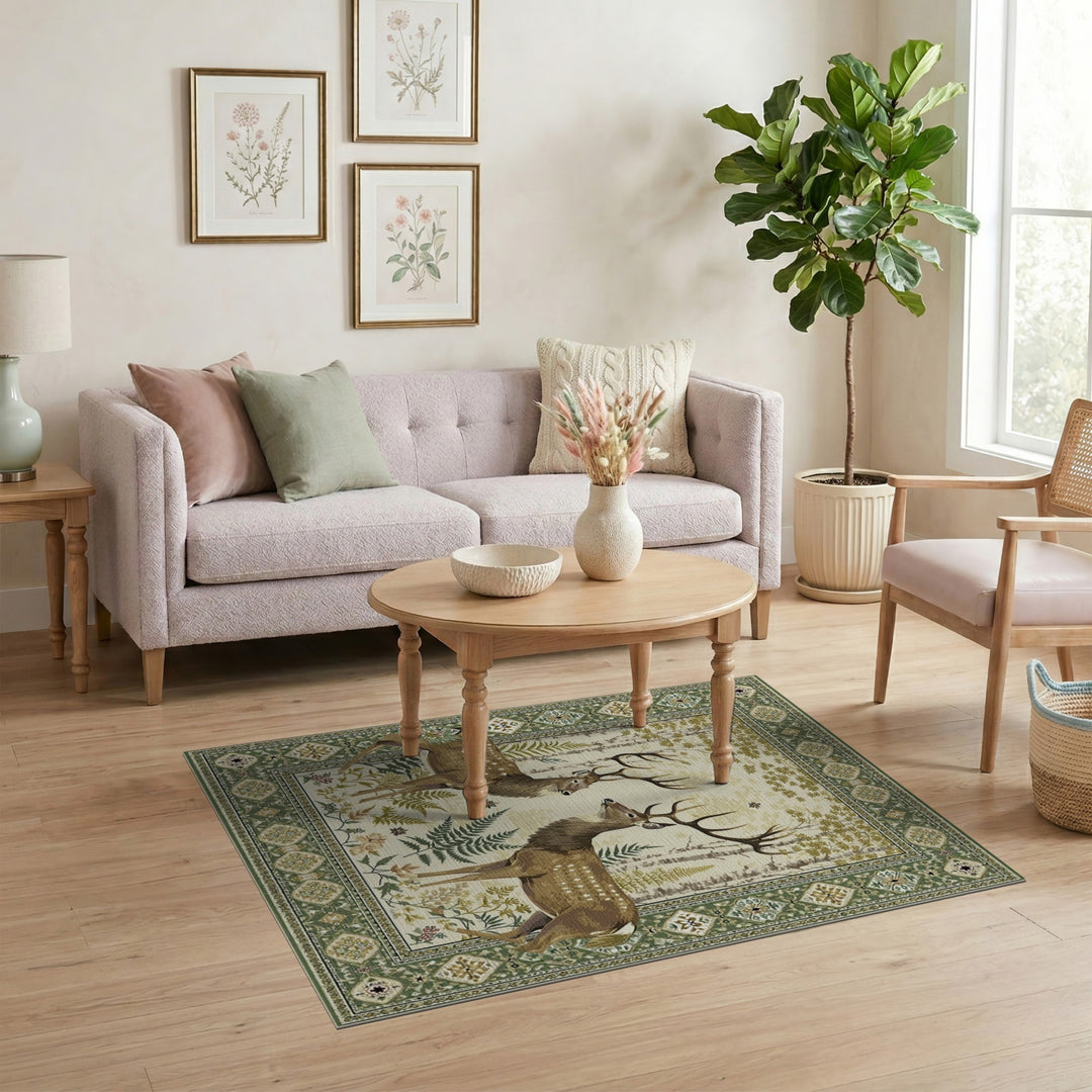 Rustic Forest Deer Area Rug