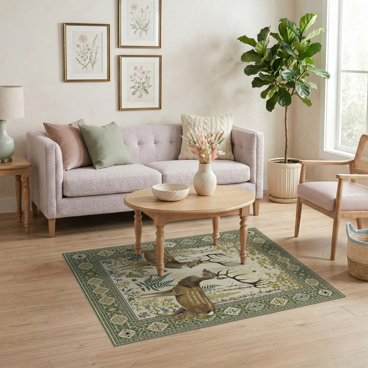 Rustic Forest Deer Area Rug