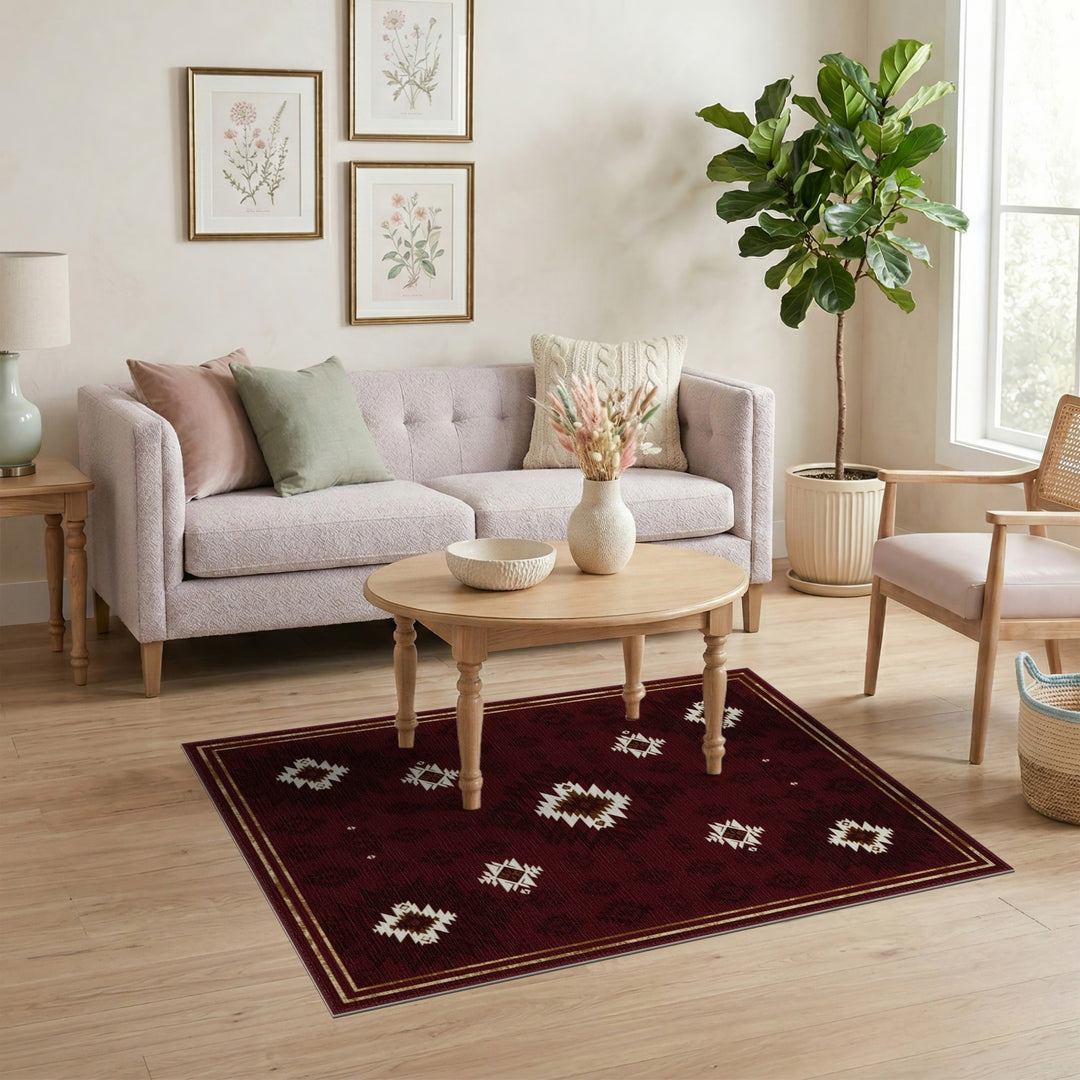 Red Southwestern Geometric Area Rug