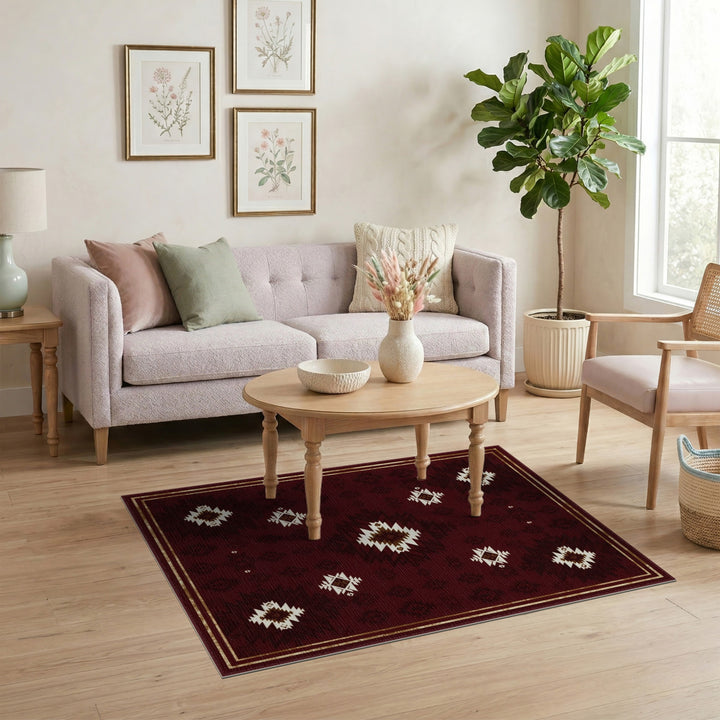 Red Southwestern Geometric Area Rug