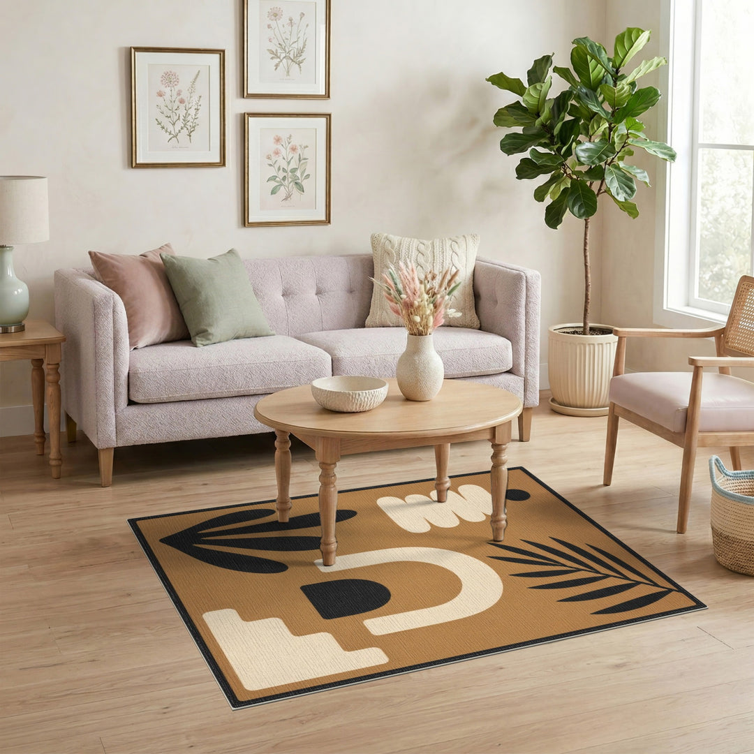 Geometric Brown Abstract Area Rug