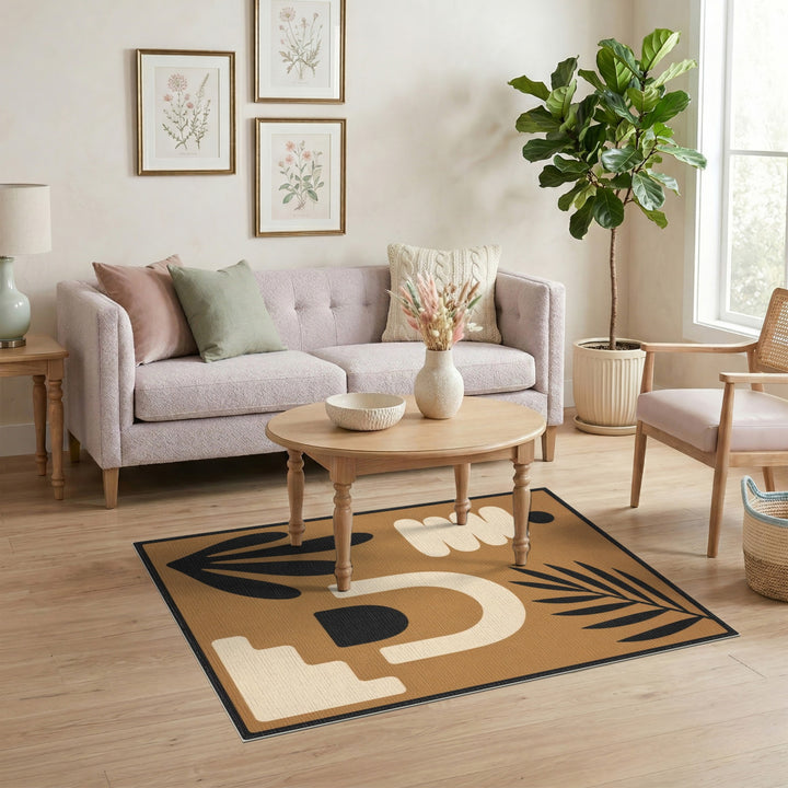 Geometric Brown Abstract Area Rug