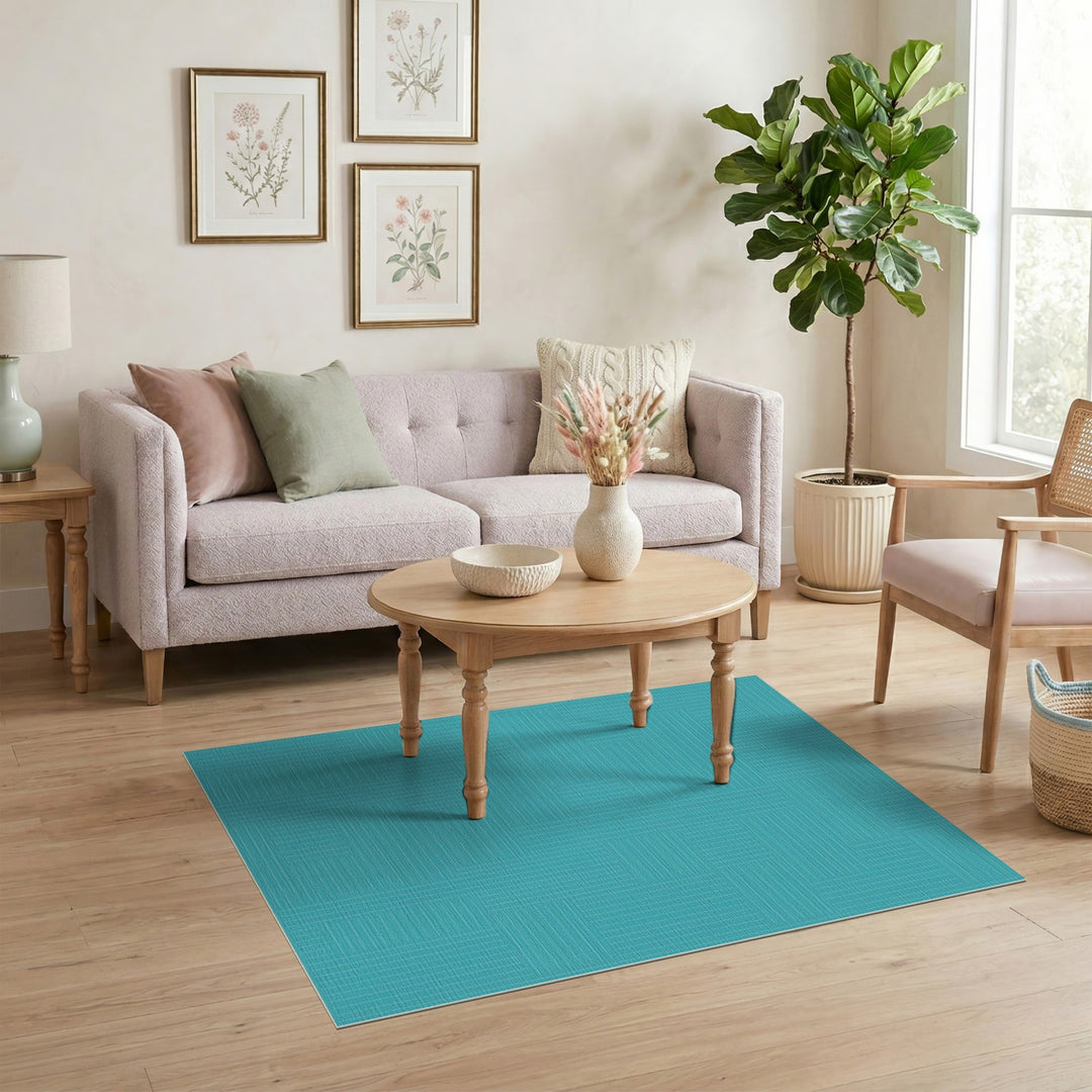Geometric Modern Blue and Teal Geometric Block Area Rug