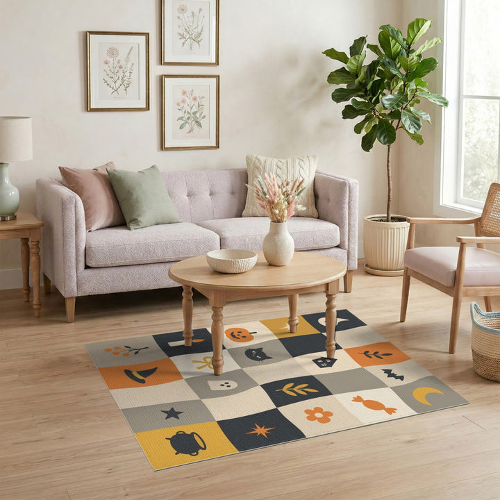 Halloween Icons Multi-Color Kids Area Rug