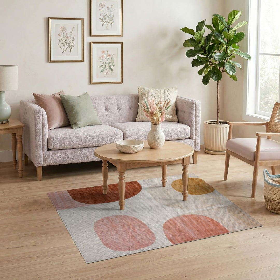 Abstract Brown Shapes Area Rug