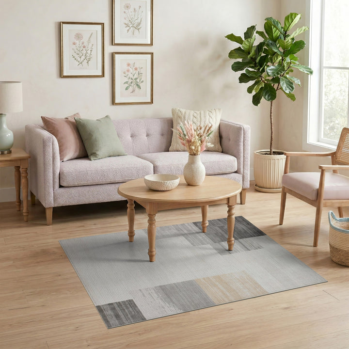 Grey Geometric Modern Area Rug
