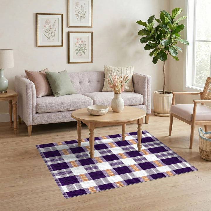 Purple Geometric Modern Purple Plaid Geometric Area Rug