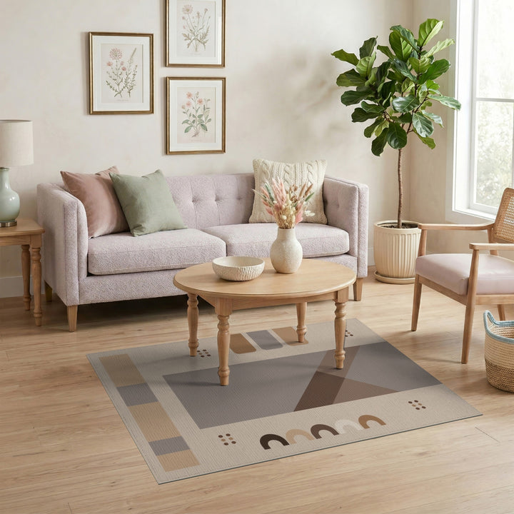 Modern Geometric Beige Brown Area Rug