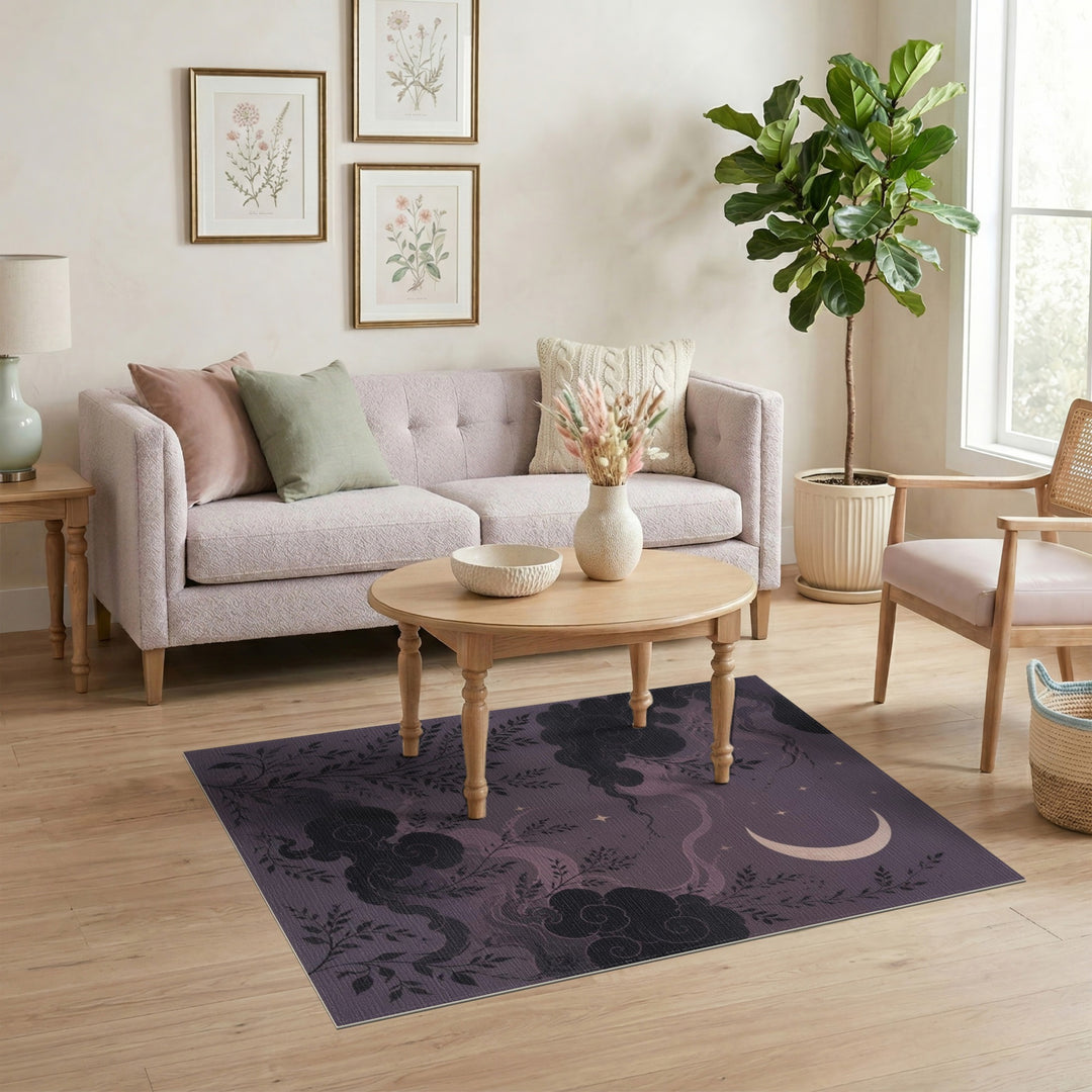 Mystic Purple Moonlit Vine Area Rug