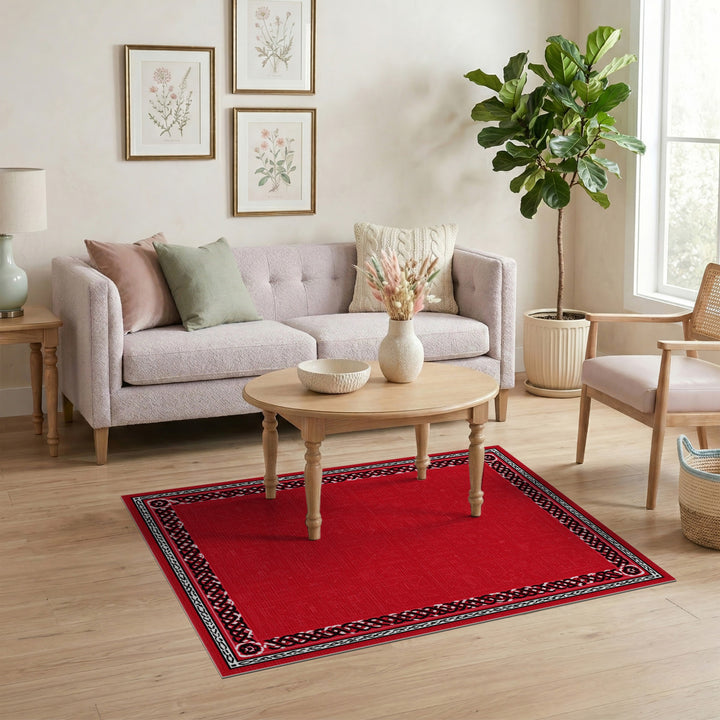 Red Celtic Knot Geometric Area Rug