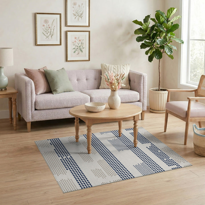 Navy Geometric Dot Area Rug