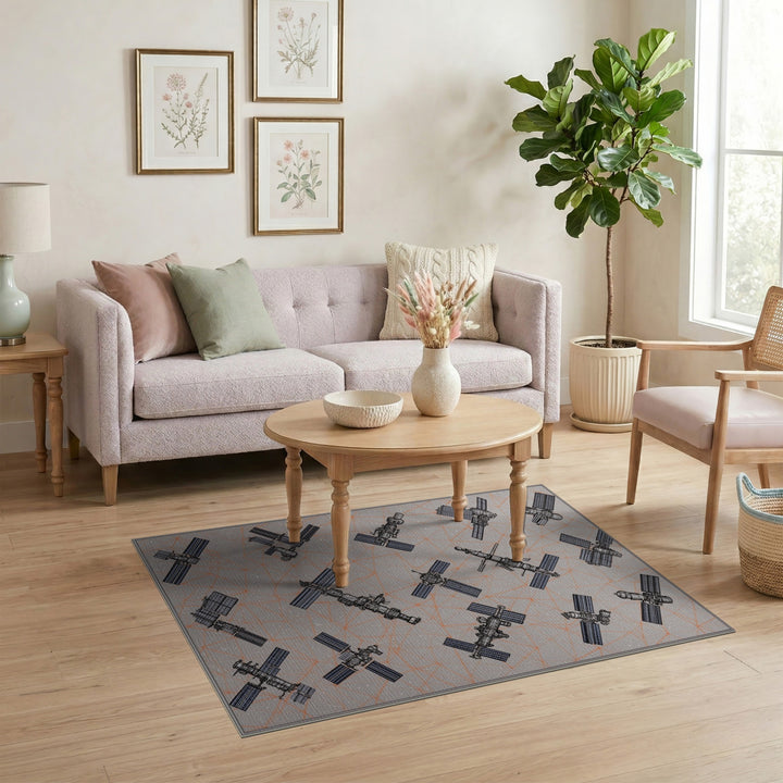 Grey Satellite Constellation Area Rug