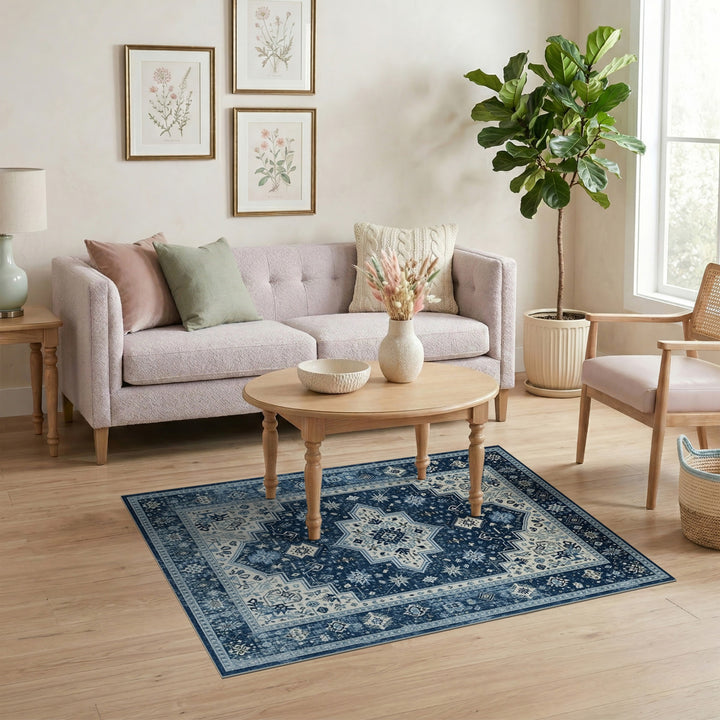 Navy Blue Traditional Persian Area Rug
