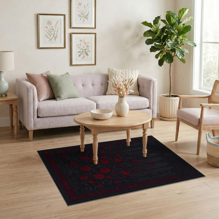 Gothic Red Rose Area Rug
