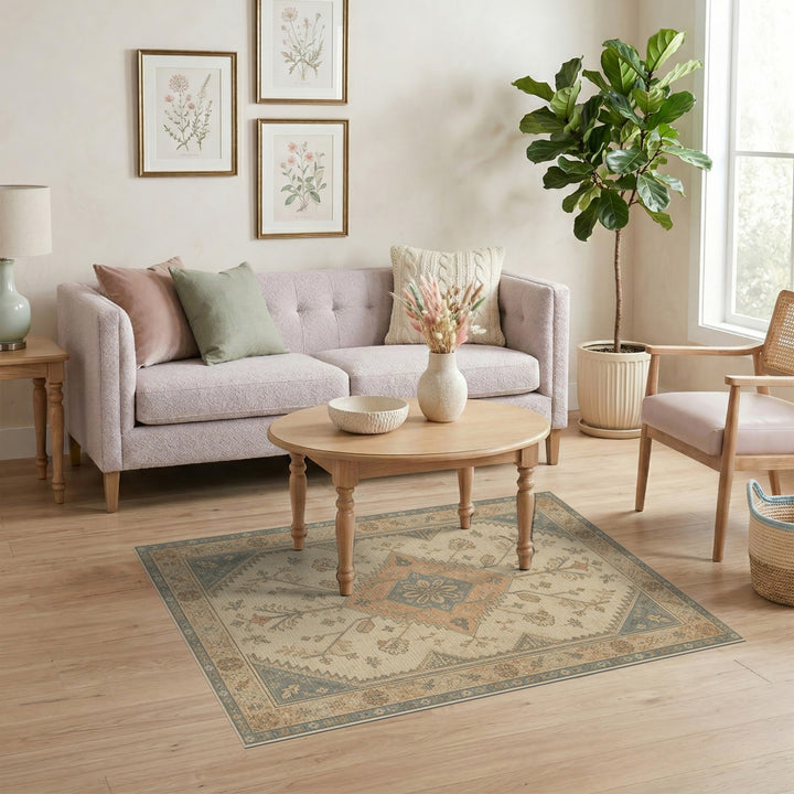 Beige Traditional Persian Medallion Traditional Persian Area Rug