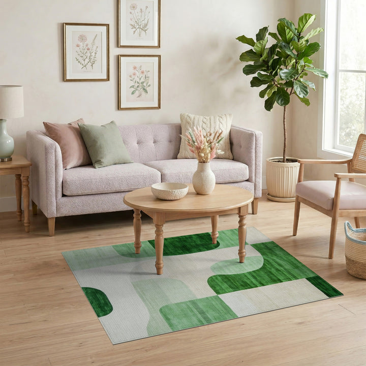 Green Verdant Green Abstract Area Rug
