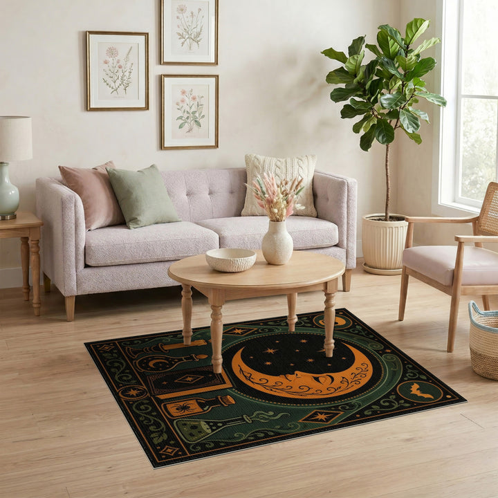 Mystic Crescent Moon Potion Area Rug