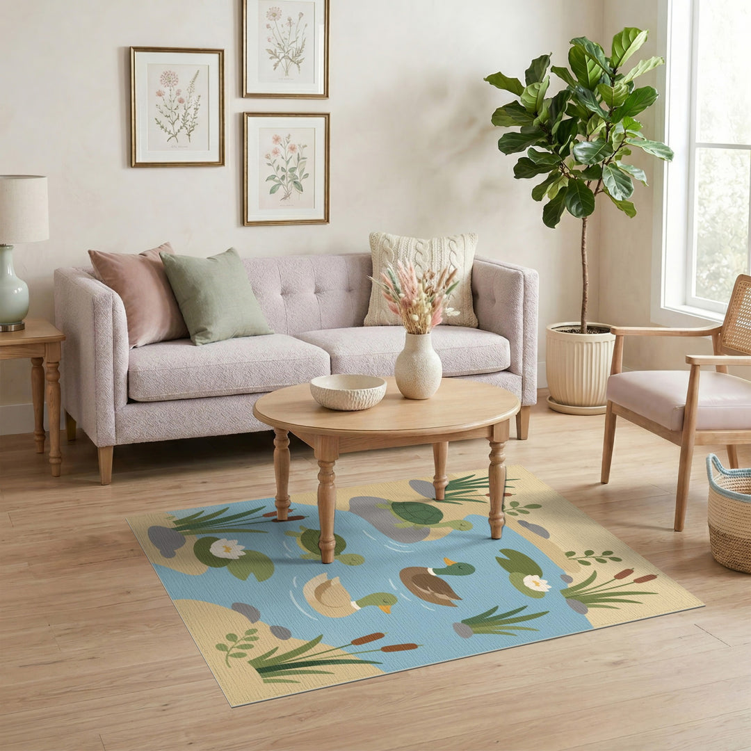 Duck and Turtle Pond Kids Area Rug