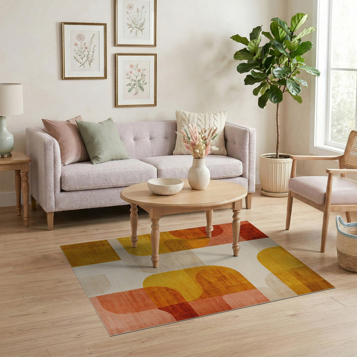 Multi-Color Geometric Washable Area Rug