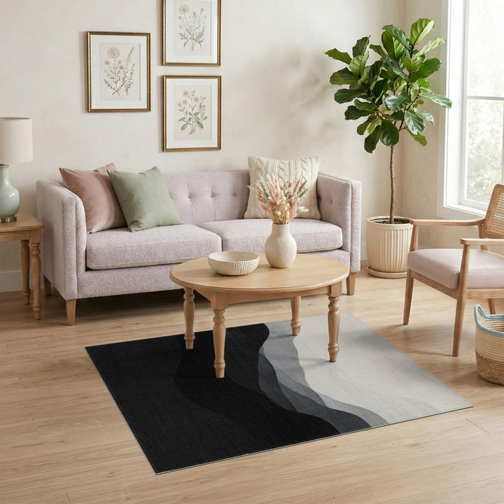Grey Layered Hills Abstract Area Rug