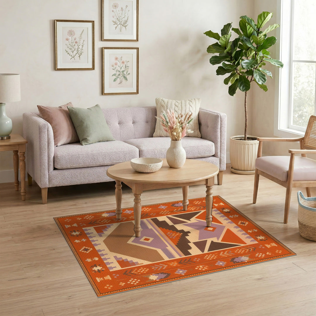 Orange Heritage Tribal Area Rug