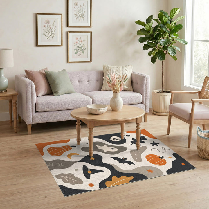 Halloween Abstract Area Rug with Pumpkins