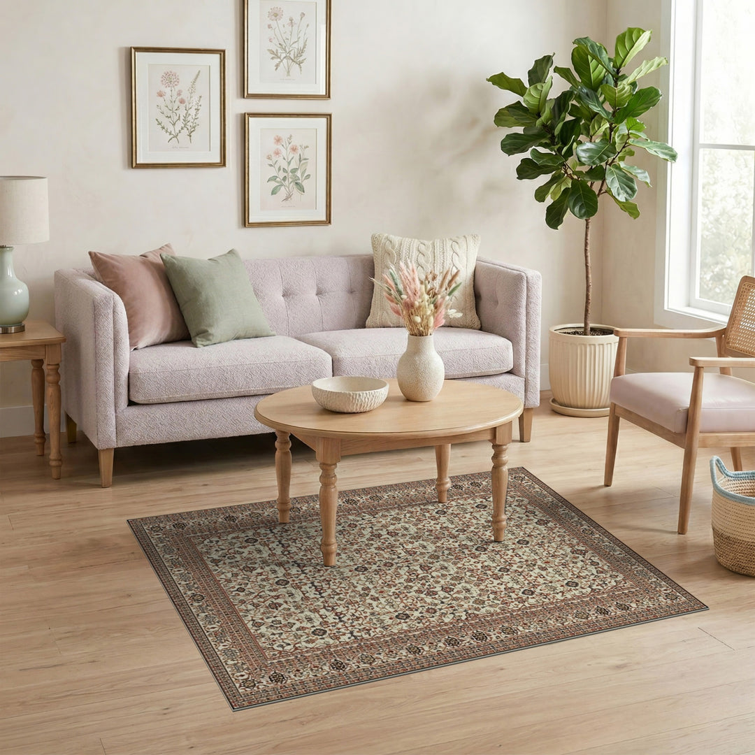 Beige Persian Medallion Area Rug