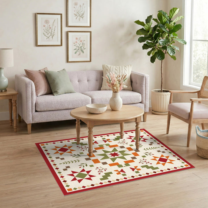 Rustic Farmhouse Star Quilt Area Rug