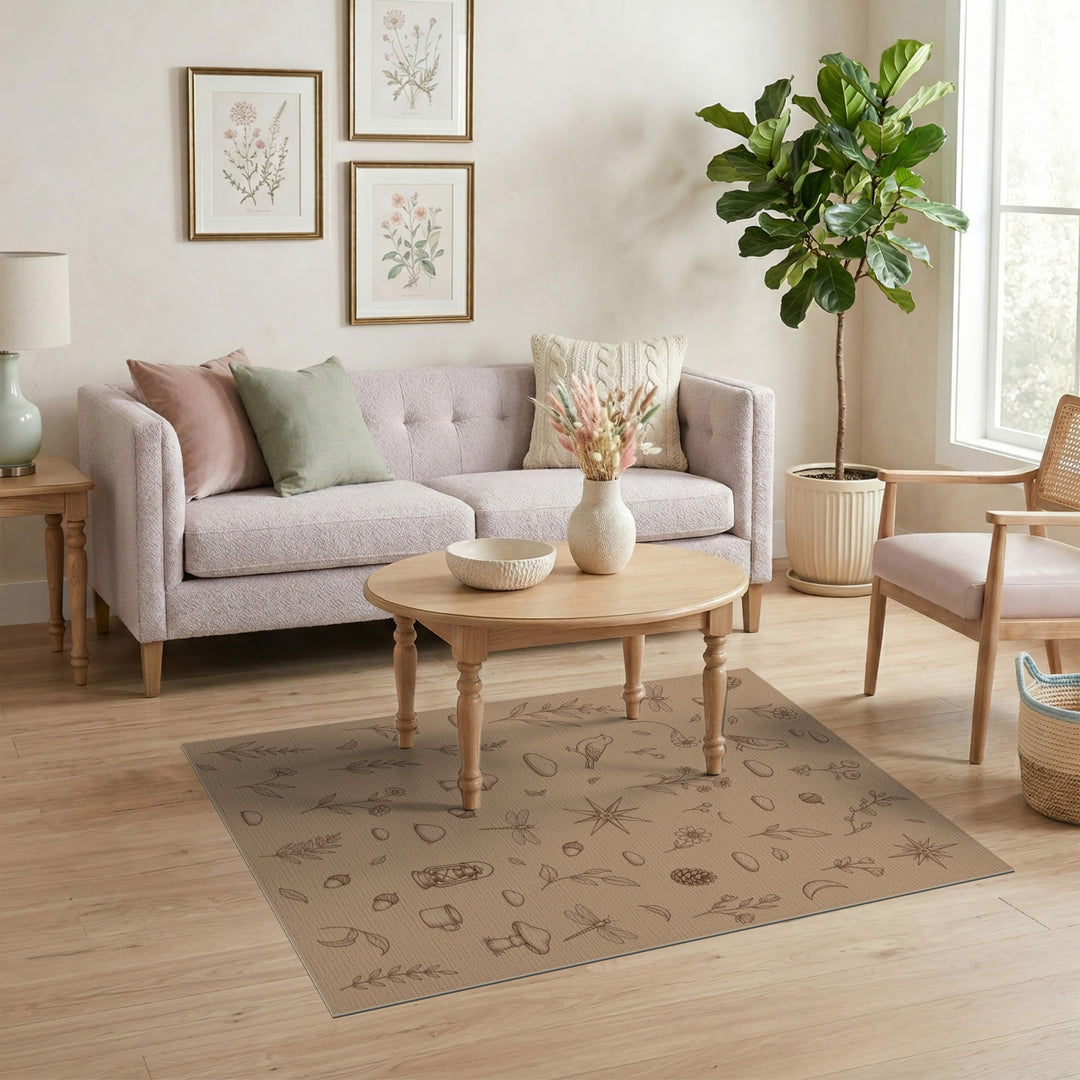 Beige Vintage Botanical Area Rug