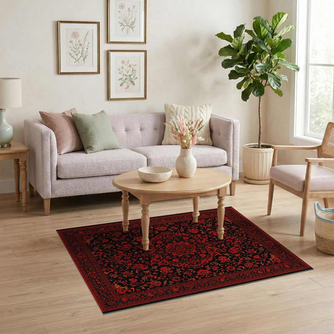 Floral Red Floral Persian Medallion Area Rug