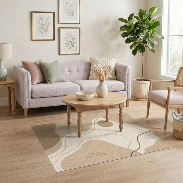 Beige Abstract Area Rug