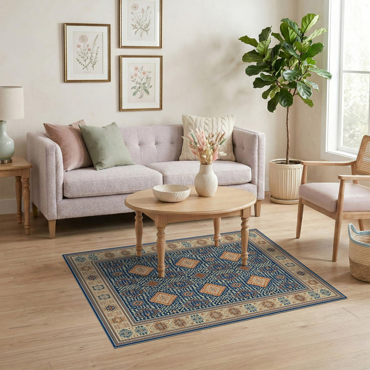 Blue Geometric Persian Area Rug