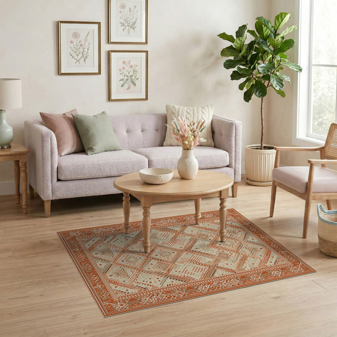 Orange Southwestern Area Rug
