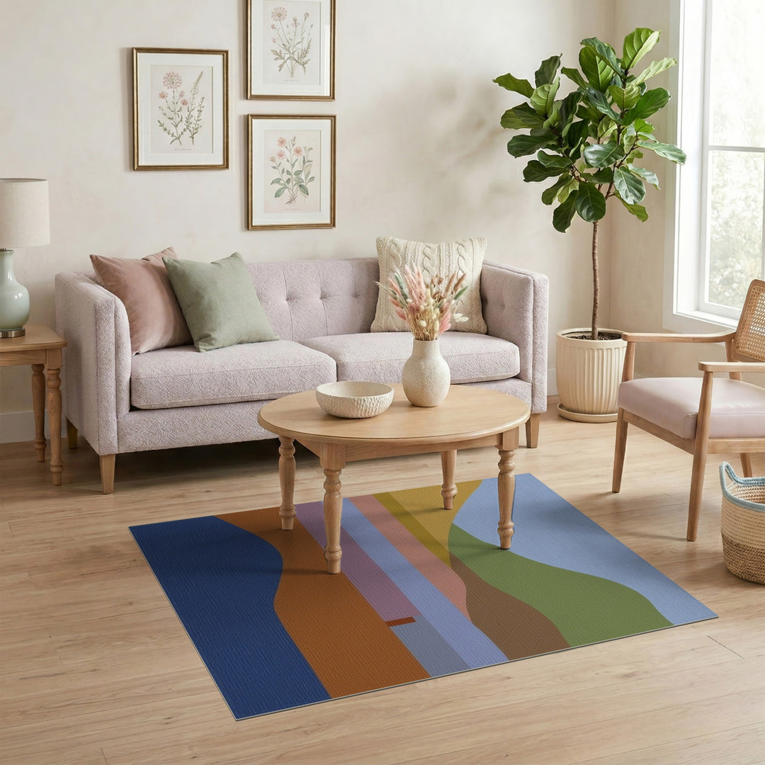Abstract Landscape Area Rug in Earth Tones