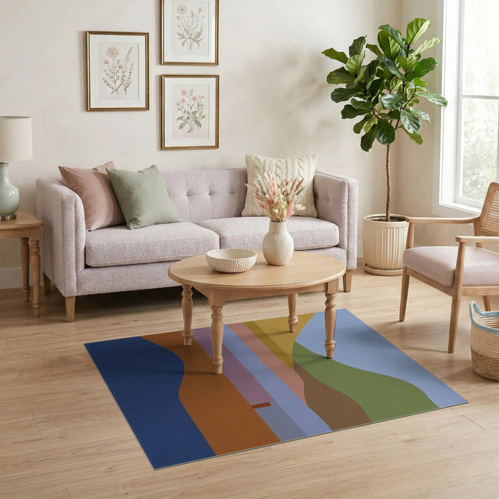 Abstract Landscape Area Rug in Earth Tones