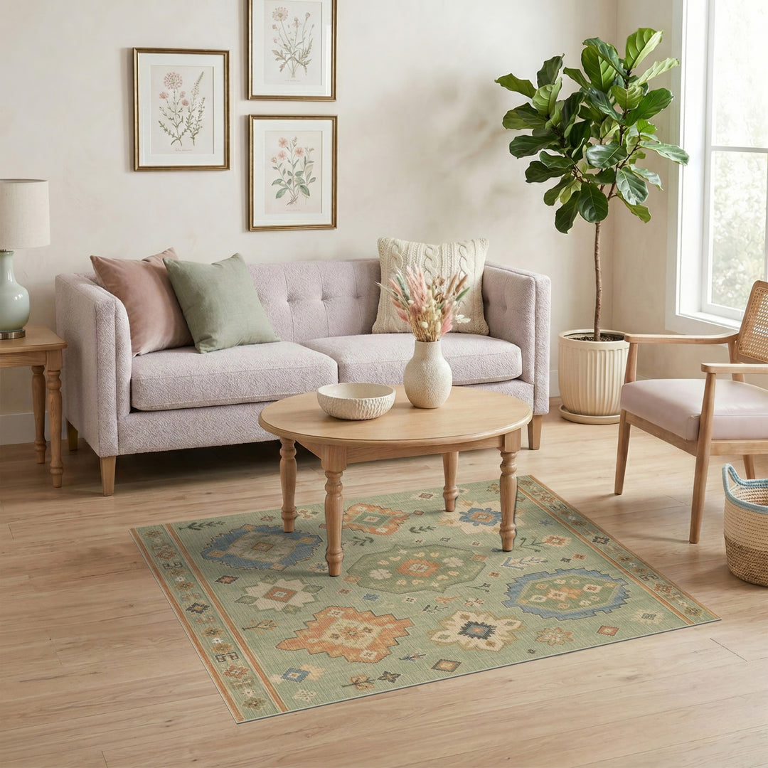 Green Sage Green Heritage Tribal Area Rug