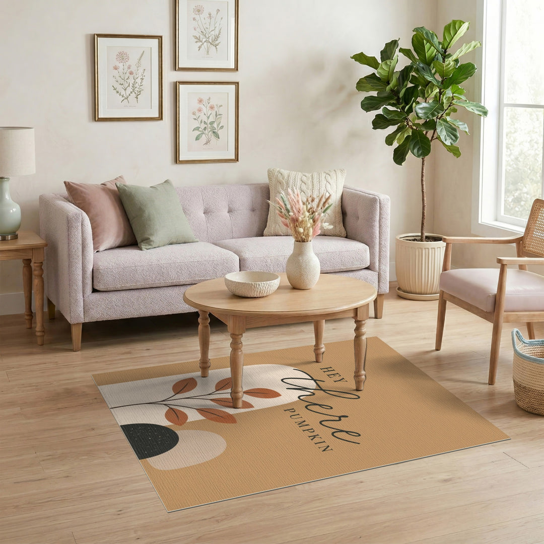 Brown and Tan Hey There Pumpkin Boho Area Rug
