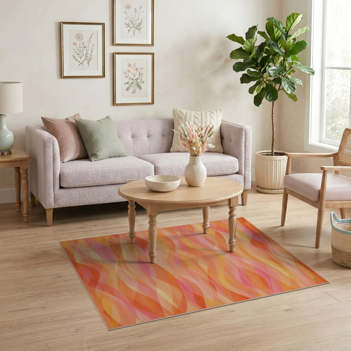 Orange Abstract Area Vibrant Orange Wave Abstract Area Rug