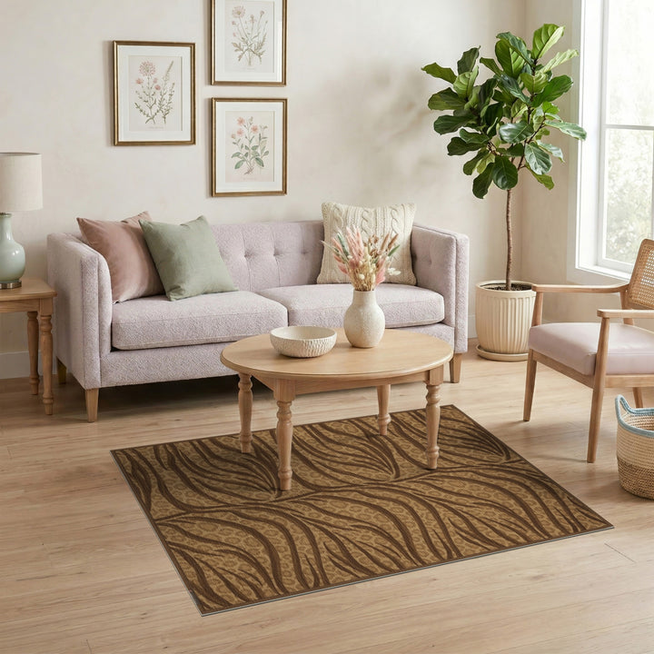 Brown Wave Leopard Area Rug