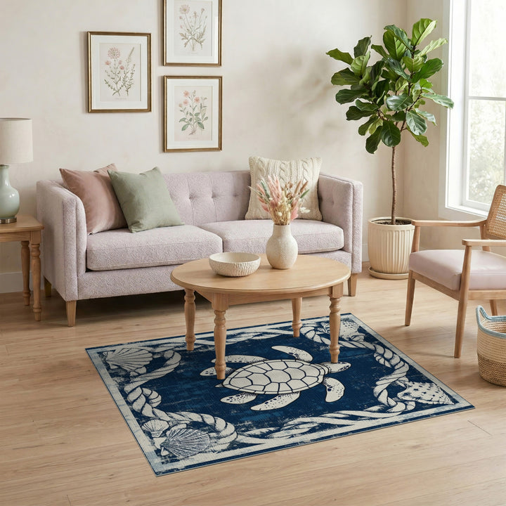 Coastal Sea Turtle Area Rug